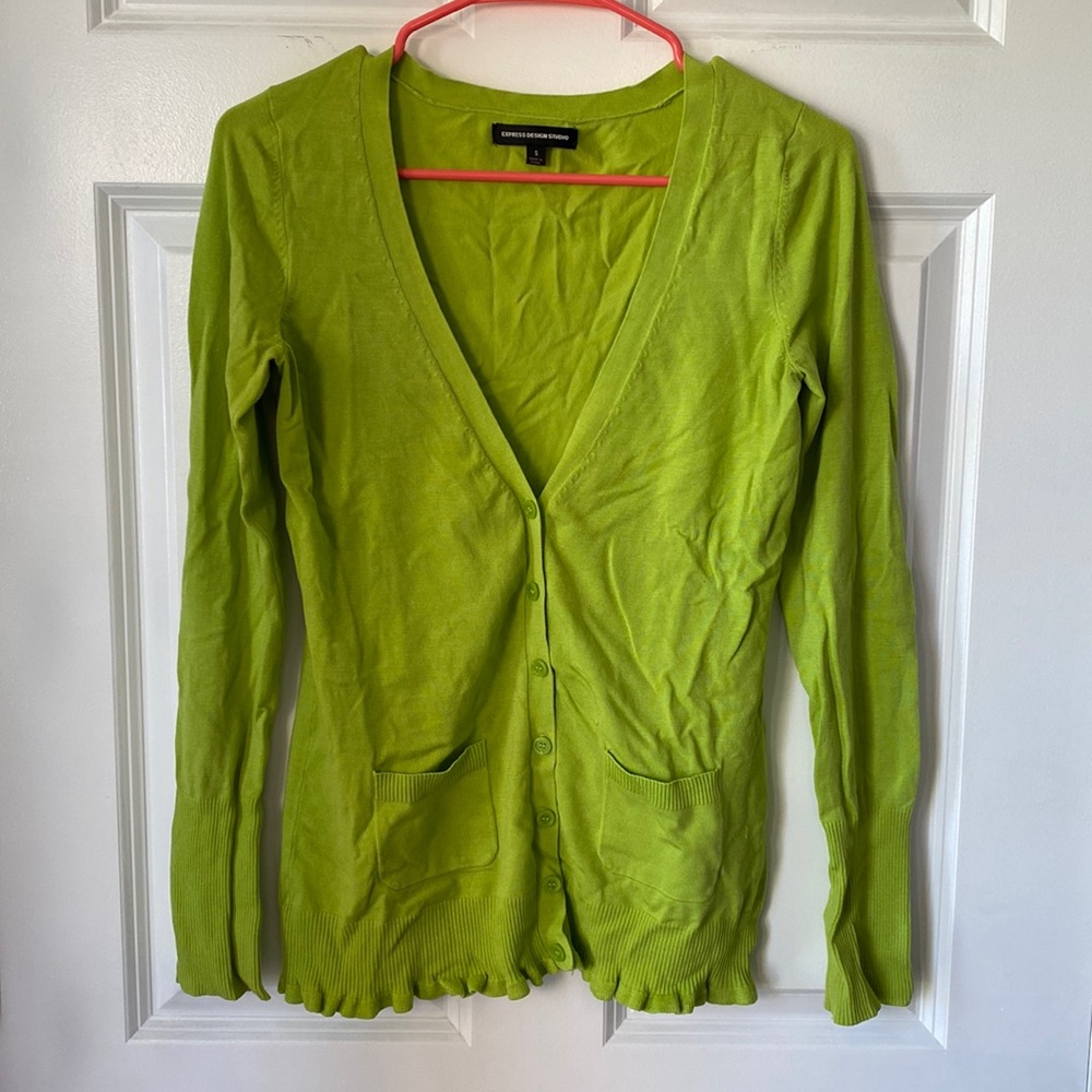 Express Bright Green Cardigan